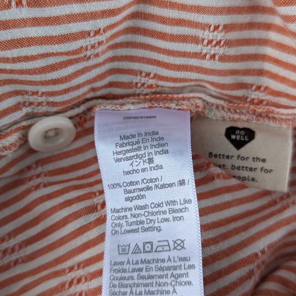 Madewell | Puff-Sleeve Crop Top Embroidered Stripe Orange White Large - Picture 11 of 15